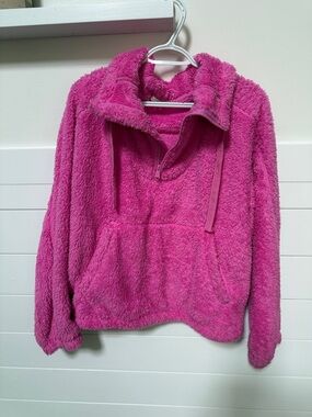 FP Movement by Free People Plush Half-Zip Cowl Sweater in Hot Pink